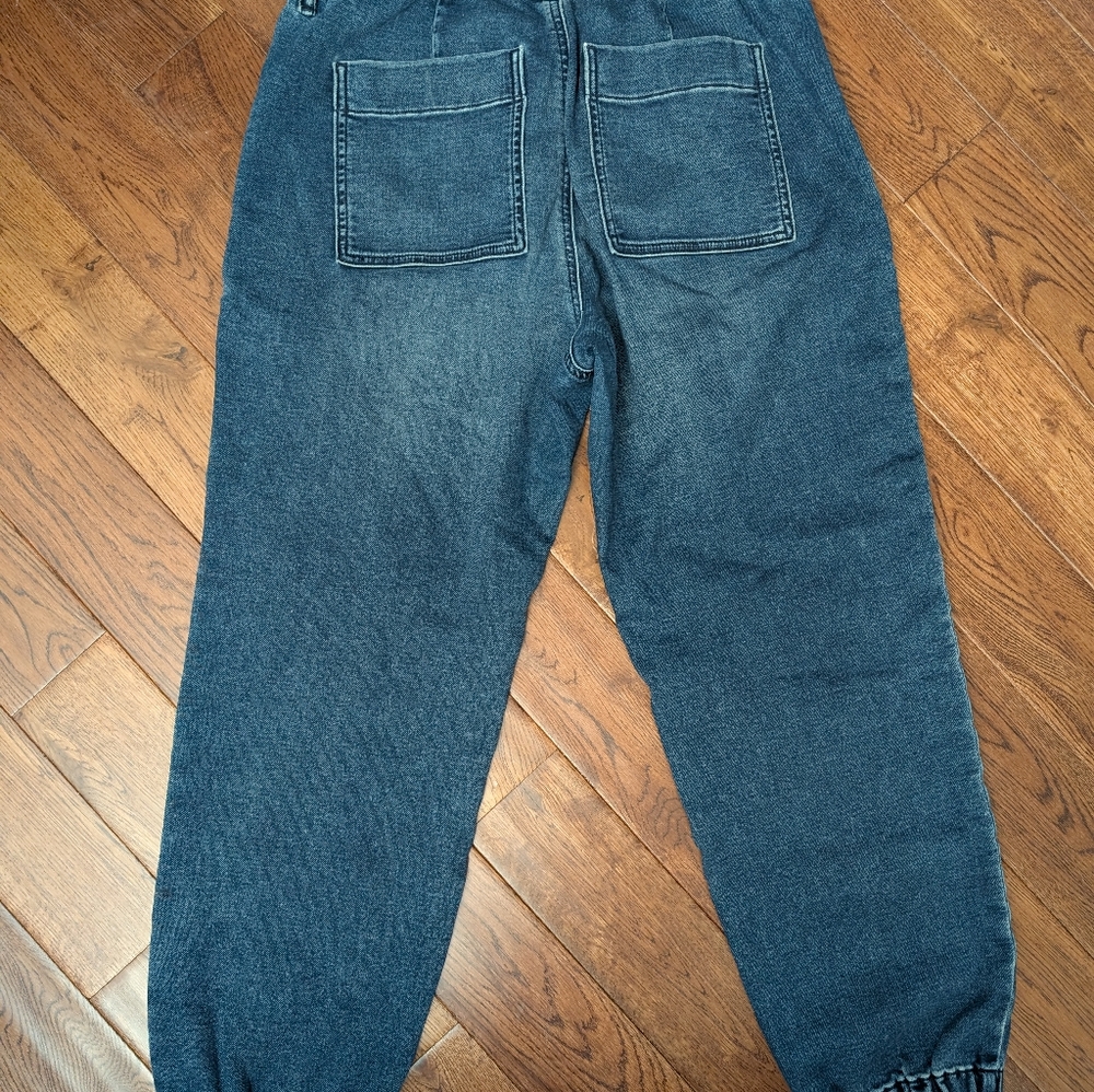 EUC J. Crew Utility Denim Jogger Pants Ladies Size 30 Elastic & Button Zip Waist - Picture 6 of 11